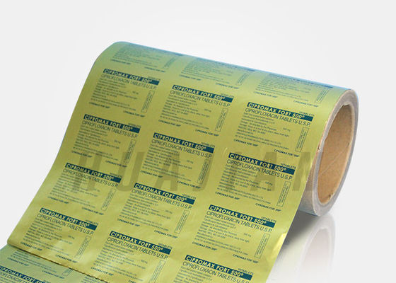 Rolo farmacêutico da folha de alumínio do ouro dos comprimidos 750mm das tabuletas da cápsula
